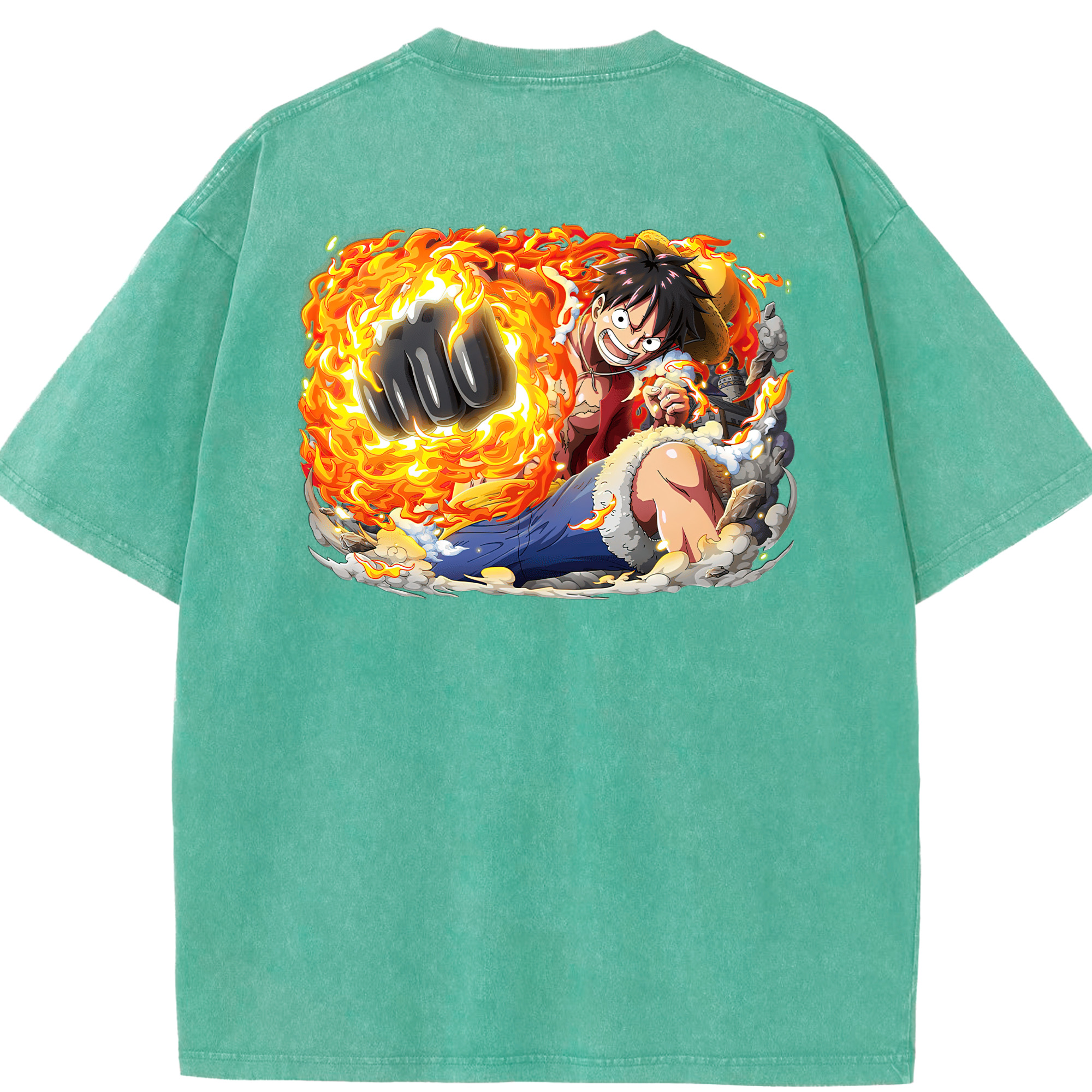 ワンピース モンキー・D・ルフィ ONE PIECE Monkey D. Luffy 綿100% ヴィンテージ風 半袖Tシャツ（背面プリント）